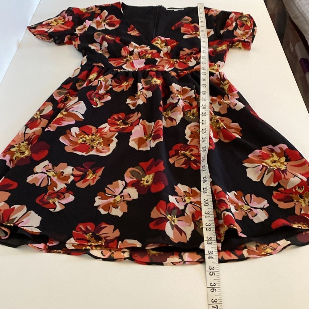 Madewell Black and Red Tulip-Sleeve Mini Dress in French Rose Size 0 - Picture 15 of 16